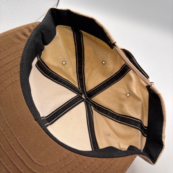 Vintage Bandag Tires Artsy Embroidered Logo Retro Beige/Tan Snapback Hat - Picture 7 of 7